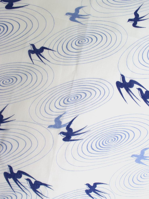 Japanese Handkerchief, Blue And White Swallows