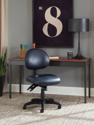 24 Hour Ergonomic Mid Back Anti Bacterial Vinyl Armless Task Chair Navy - Ofm