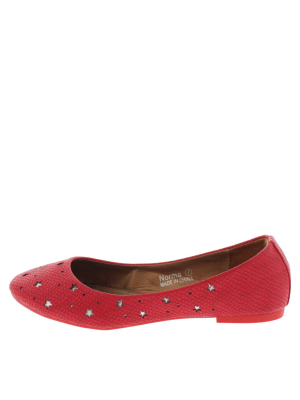 Norma Red Faux Python Star Flat