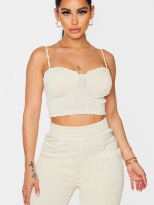 Shape Cream Wide Rib Cup Detail Strappy Crop Top