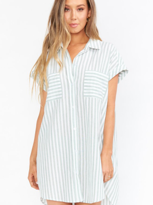 Martin Shirt Dress ~ Sage Stripe