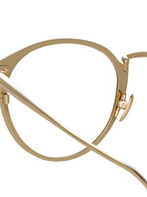 Johan Oval Optical Frame In Light Gold And Brown