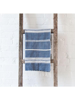 Aden Hand Towel - Navy + Cream