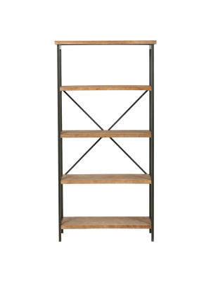 Perth 68.5" 5-shelf Industrial Bookcase Antique - Christopher Knight Home