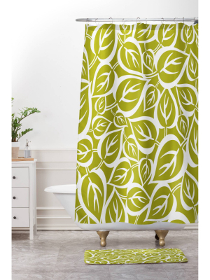 Falling Foliage Shower Curtain Green - Deny Designs