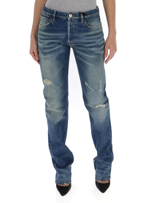 The Attico Distressed Straight Leg Jeans