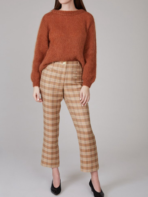 Finley Pants - Twill Check Camel/orange/green