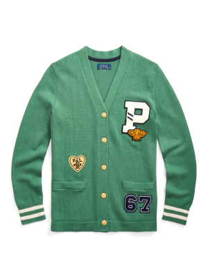 Athletic-patch Cotton Cardigan