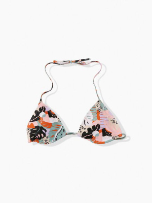 Tropical Print String Bikini Top