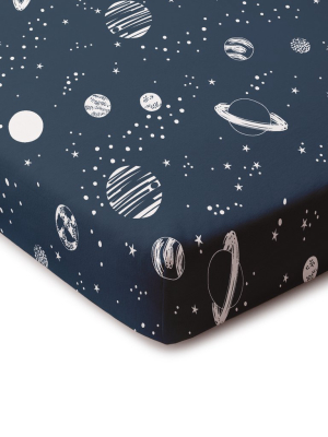 Fitted Crib Sheet - Planets Night Sky