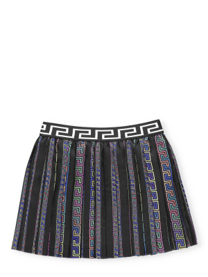 Versace Kids Greca Pleated Skirt