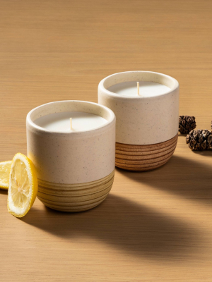 2pk Small Ceramic Candle Lemon & Redwood - Hearth & Hand™ With Magnolia