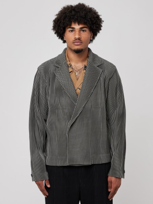 Notched Lapel Jacket In Gray Check