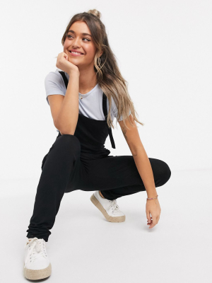 Asos Design Jersey Overall In Black