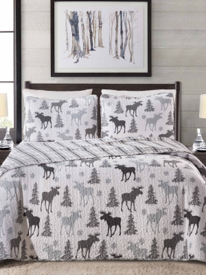 Great Bay Home Wilderness Lodge Reversible Quilt Set