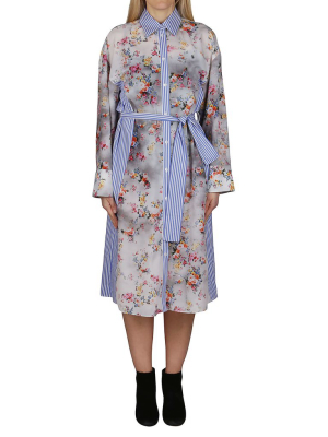 Msgm Floral Printed Panelled Shirt Dress