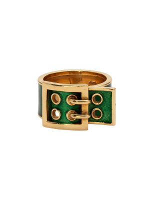 Kutchinsky Green Enamel Belt Buckle Ring