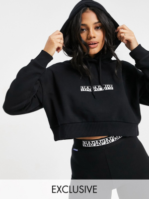 Napapijri Box Cropped Hoodie In Black Exclusive At Asos