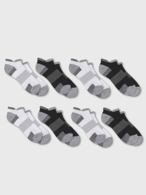 Hanes Performance Women's Extended Size Cushioned 6+2 Bonus Pack Heel Shield Athletic Socks - Black/gray/white 8-12