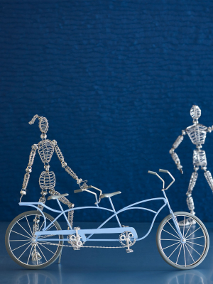 Design Ideas Doodles Bike Sculpture - Handmade Tandem Bicycle Figurine For Decoration - Blue, 14.8" X 2.6" X 7"