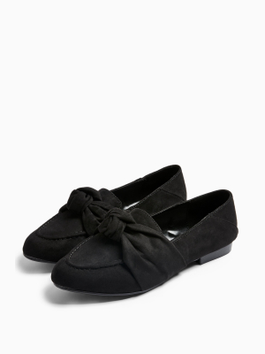 **wide Fit Ayla Black Knot Loafers