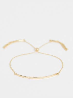 Asos Design Bracelet With Toggle Chain And Metal Bar In Gold Tone