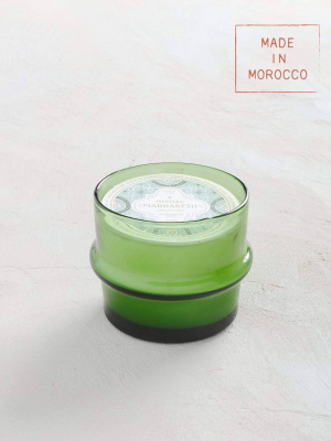 Moroccan Mint Green Glass Large Candle