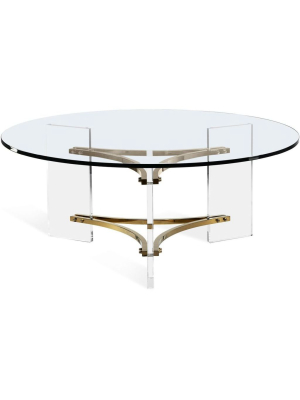Interlude Home Tamara Cocktail Table - Clear - Polished Brass