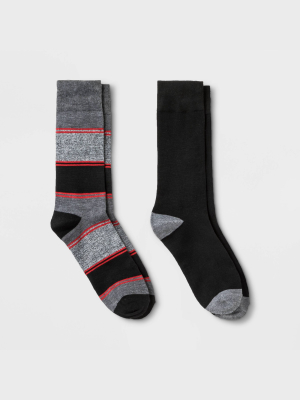 Men's Striped Novelty Socks 2pk - Goodfellow & Co™ Red/black 7-12