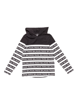 Balmain Kids Logo Stripe Hoodie