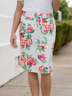 Ava Floral Weekend Skirt | S-3x - Grey