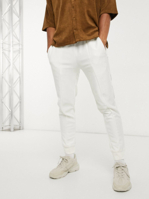 Topman Twill Jersey Sweatpants In Ecru