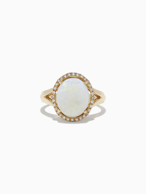 Effy Aurora 14k Yellow Gold Opal And Diamond Ring, 2.64 Tcw