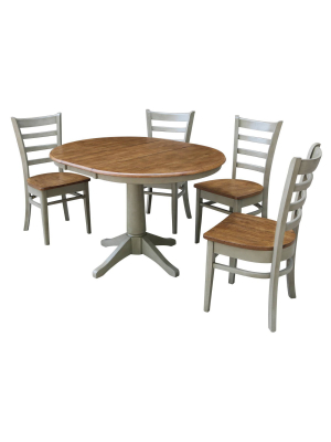 36" 4pc Lisa Round Extension Dining Table With Emily Chairs Hickory Brown - International Concepts