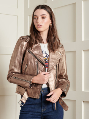 Vintage Belted Leather Biker