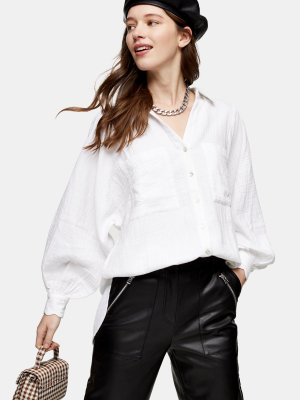 White Cotton Casual Shirt