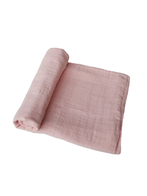 Mushie Muslin Swaddle Blanket Organic Cotton In Rose Vanilla