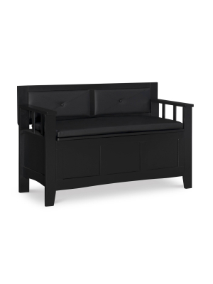 Carlton Padded Storage Bench Black - Linon