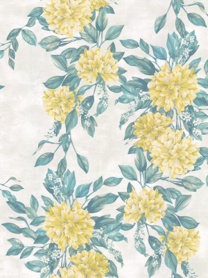 Rhodora Wallpaper In Lemon/green From The Enchanted Gardens Collection By Osborne & Little