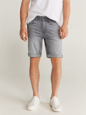 Grey Denim Bermuda Shorts