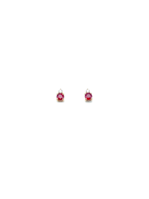 Ruby And Diamond Buffy Earrings In Rose Gold