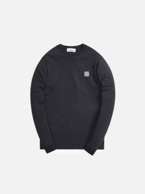 Stone Island Cotton Jersey Garment Dyed Fissato Effect L/s Tee - Black