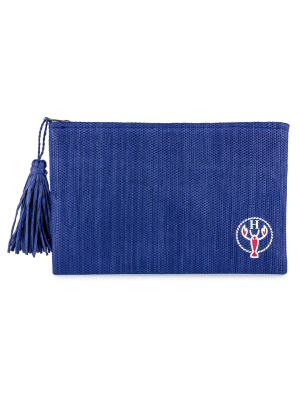 The Hamptons Corner Logo Straw Clutch