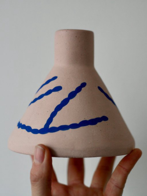 Small Cone Vase - Coral & Blue