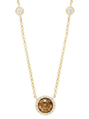 Effy Espresso 14k Yellow Gold Cognac & White Diamond Necklace, 0.85 Tcw