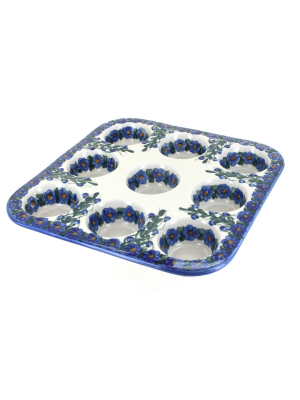 Blue Rose Polish Pottery Pandora Nine Muffin Pan