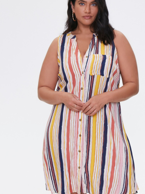 Plus Size Striped Mini Dress