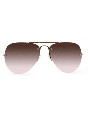 Women's Rimless Aviator Sunglasses - A New Day™ Gold