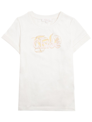 Chloé Kids Flower Logo Print T-shirt