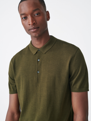 Silk-cotton Knit Polo Shirt